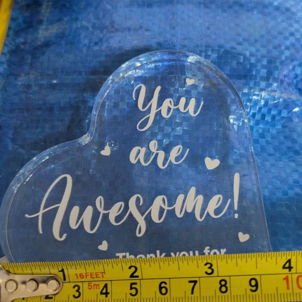 Heart-Shaped Acrylic Sign  with Inscription You Are Awesome set Of 9